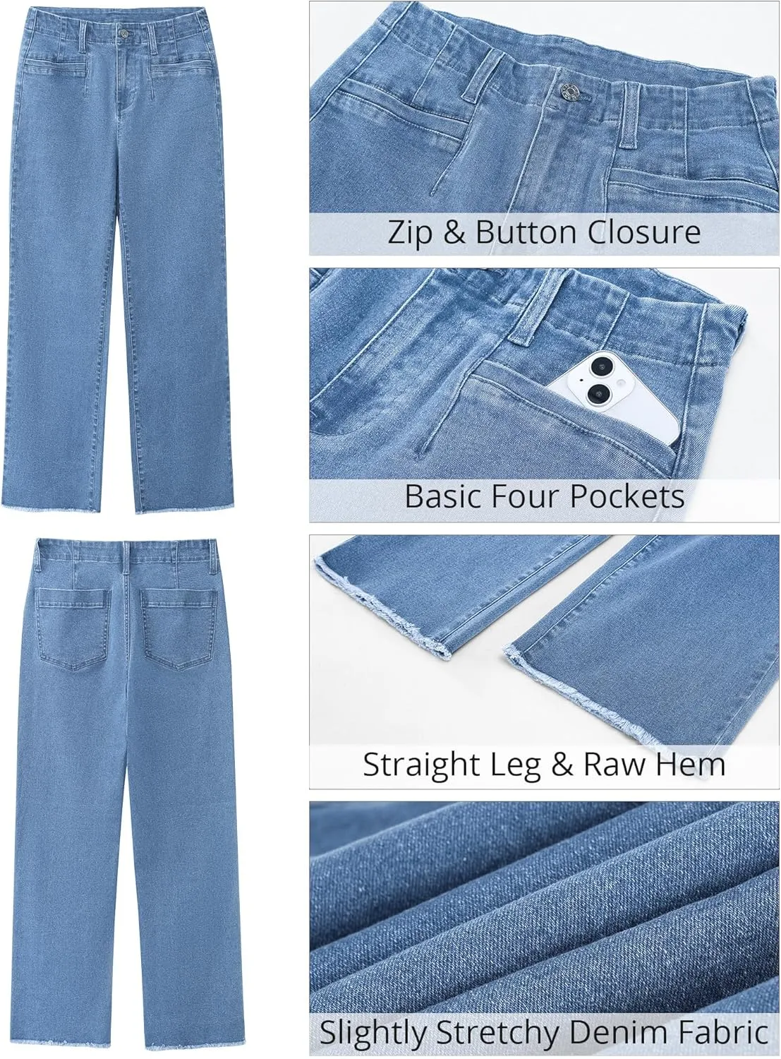 GRAPENT Wide Leg Jeans for Women High Waisted Trendy Jeans Denim Pants Stretchy Baggy with Pockets