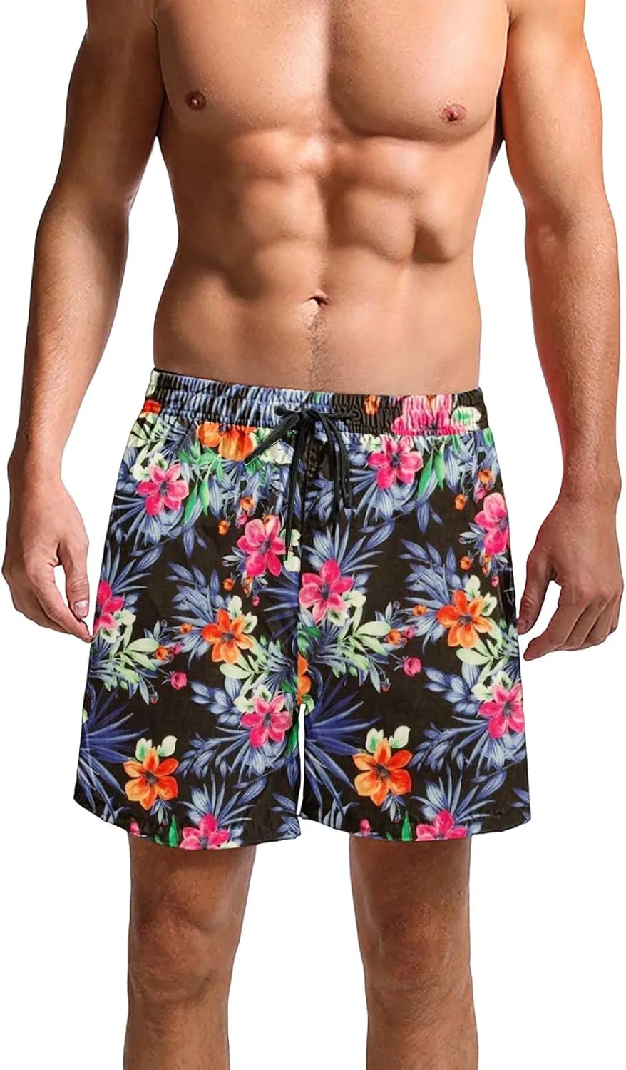 Hawaii Shorts for Men Fashion Printed Elastic Waist Drawstring Lounge Pant Loose Fit Lightweight Beach Surfing Shorts