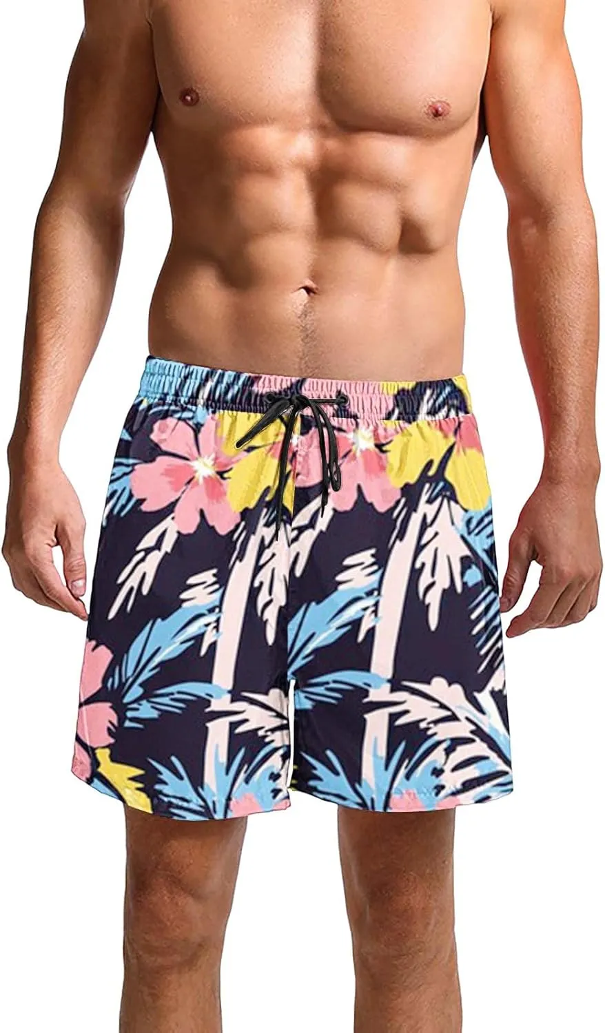 Hawaii Shorts for Men Fashion Printed Elastic Waist Drawstring Lounge Pant Loose Fit Lightweight Beach Surfing Shorts