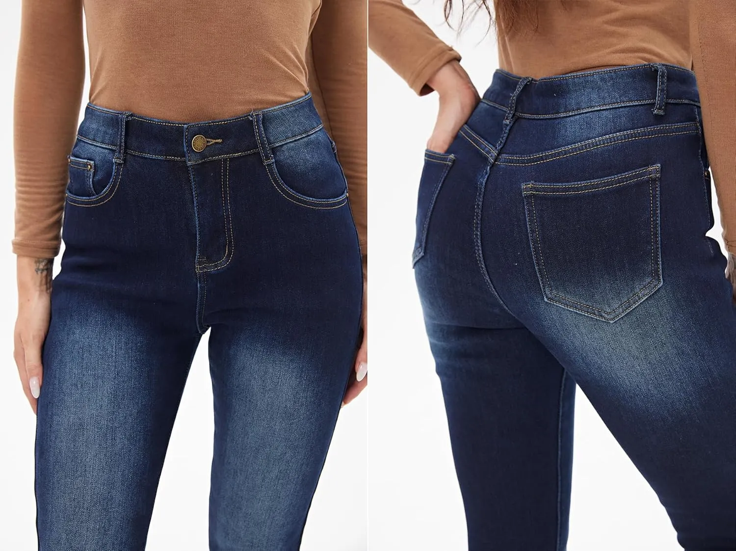 heipeiwa Women's Winter Jeans Fleece Lined Jeans Flannel Thermal Thick Skinny Denim Pants Stretch Warm Jeggings