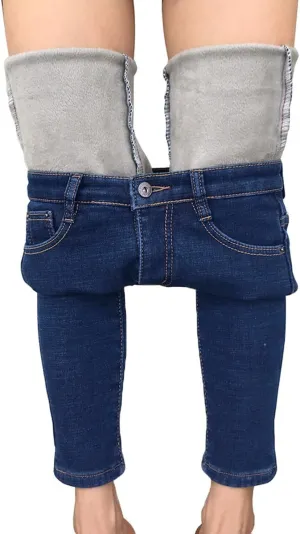 heipeiwa Women's Winter Jeans Fleece Lined Jeans Thermal Thick Skinny Denim Pants Slim Stretch Warm Jeggings