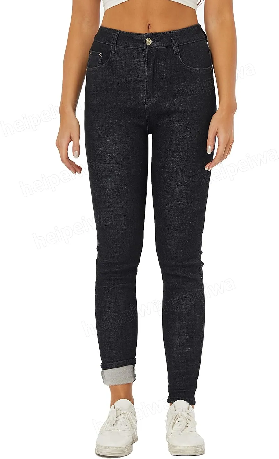 heipeiwa Women's Winter Jeans Fleece Lined Jeans Thermal Thick Skinny Denim Pants Slim Stretch Warm Jeggings