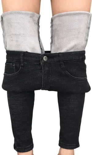 heipeiwa Women's Winter Jeans Fleece Lined Jeans Thermal Thick Skinny Denim Pants Slim Stretch Warm Jeggings