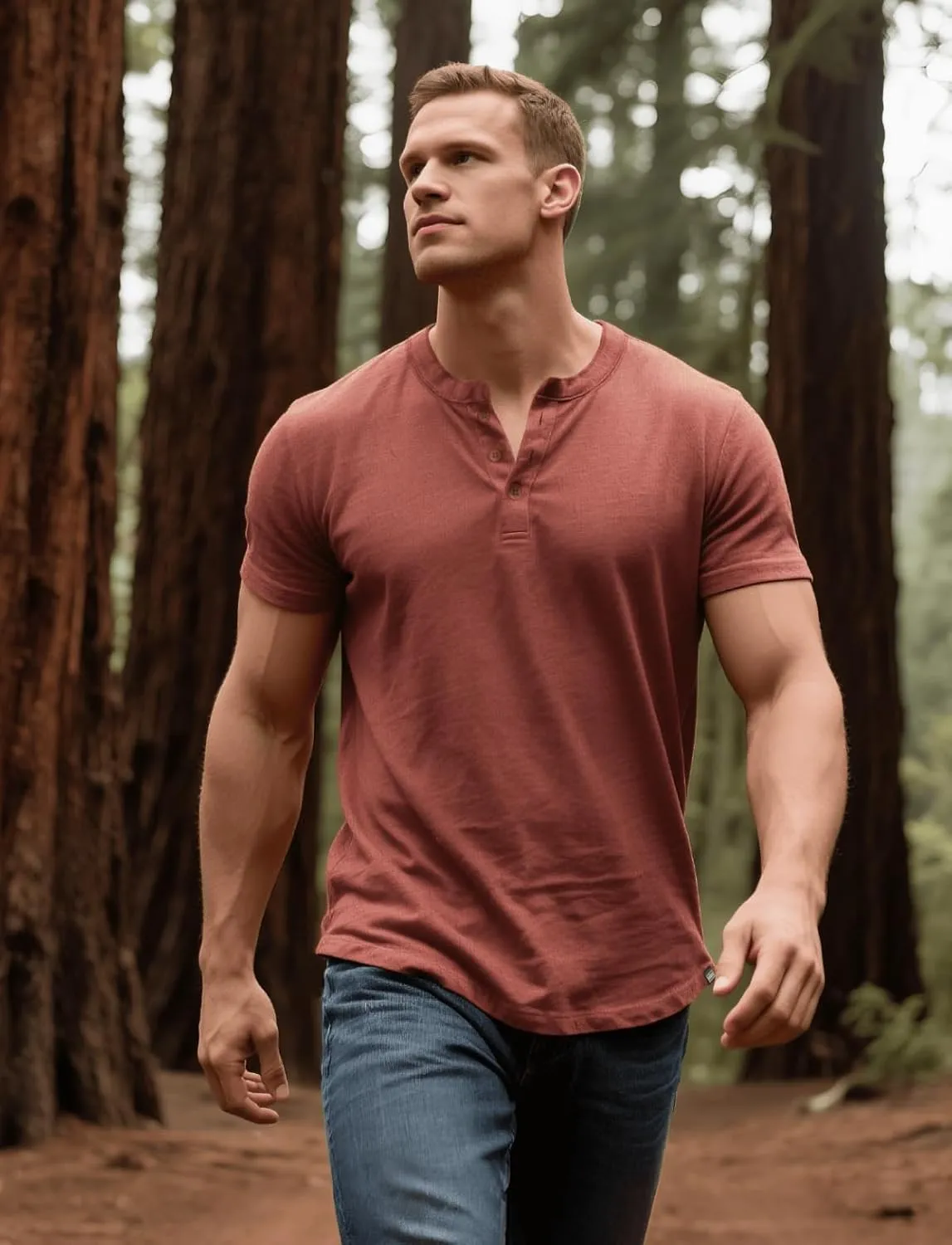 Henley Shirts for Men Short Sleeve Casual Cotton Button-Up T-Shirt - Classic Crew Neck Basic Tee