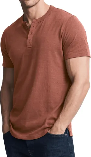 Henley Shirts for Men Short Sleeve Casual Cotton Button-Up T-Shirt - Classic Crew Neck Basic Tee