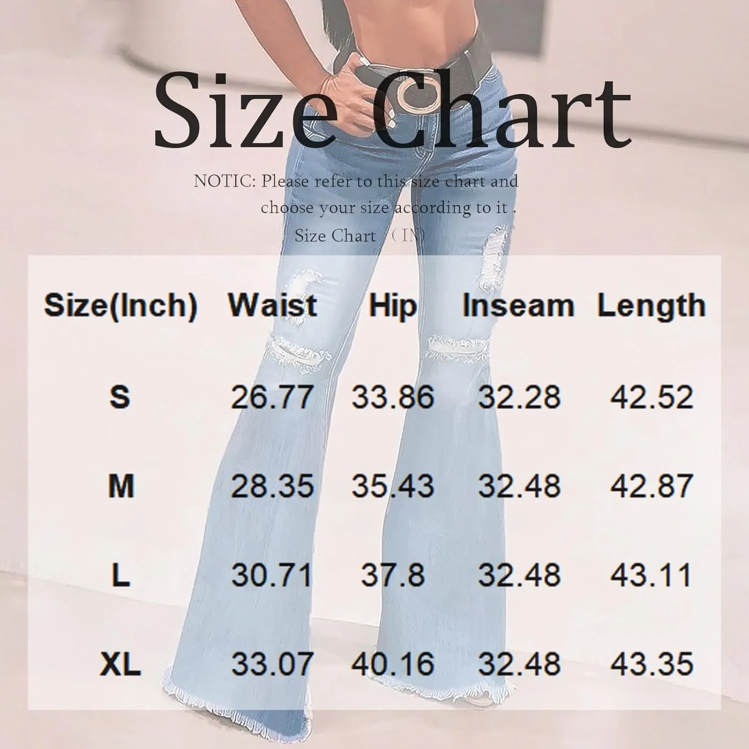 High Waisted Flare Jeans for Women Stretchy Raw Hem Ripped Jeans with Pockets Bootcut Distressed Denim Pants