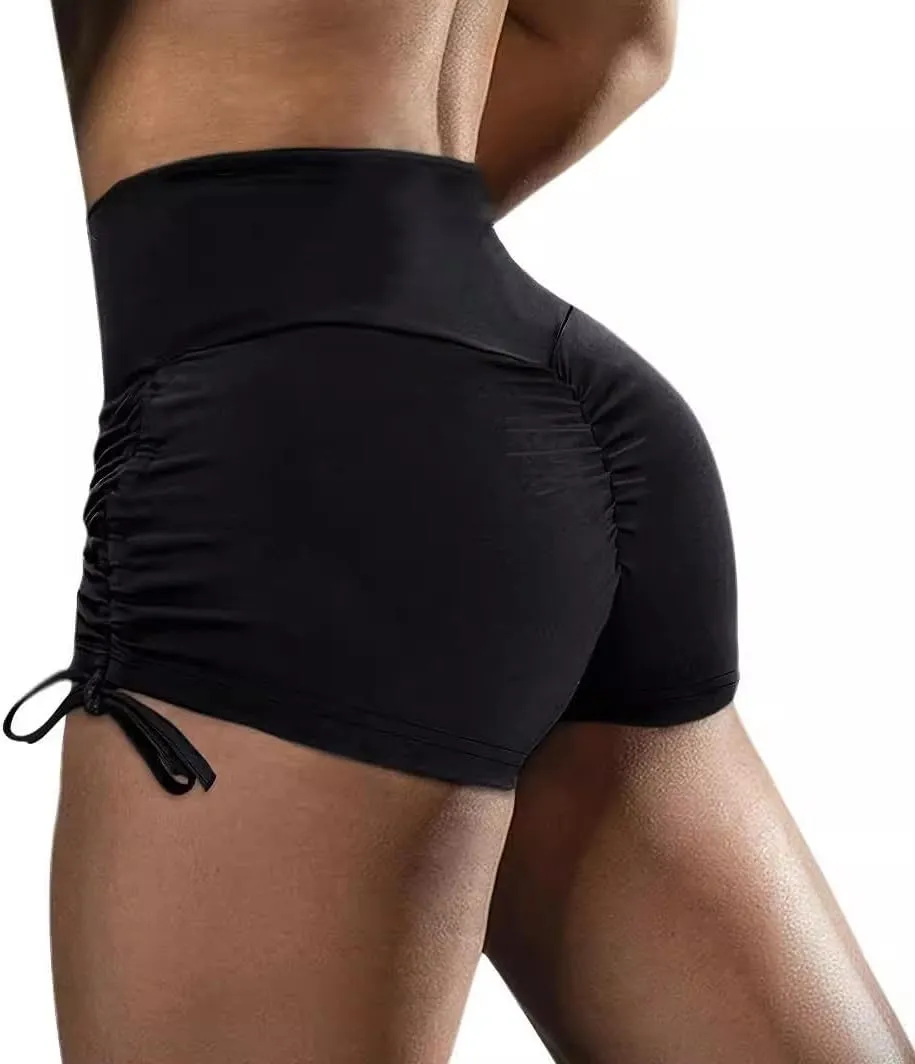 High Waisted Scrunch Butt Booty Shorts Women Athletic Scrunch Butt Lifting Leggings Drawstring Drawstring Yoga Biker Shorts