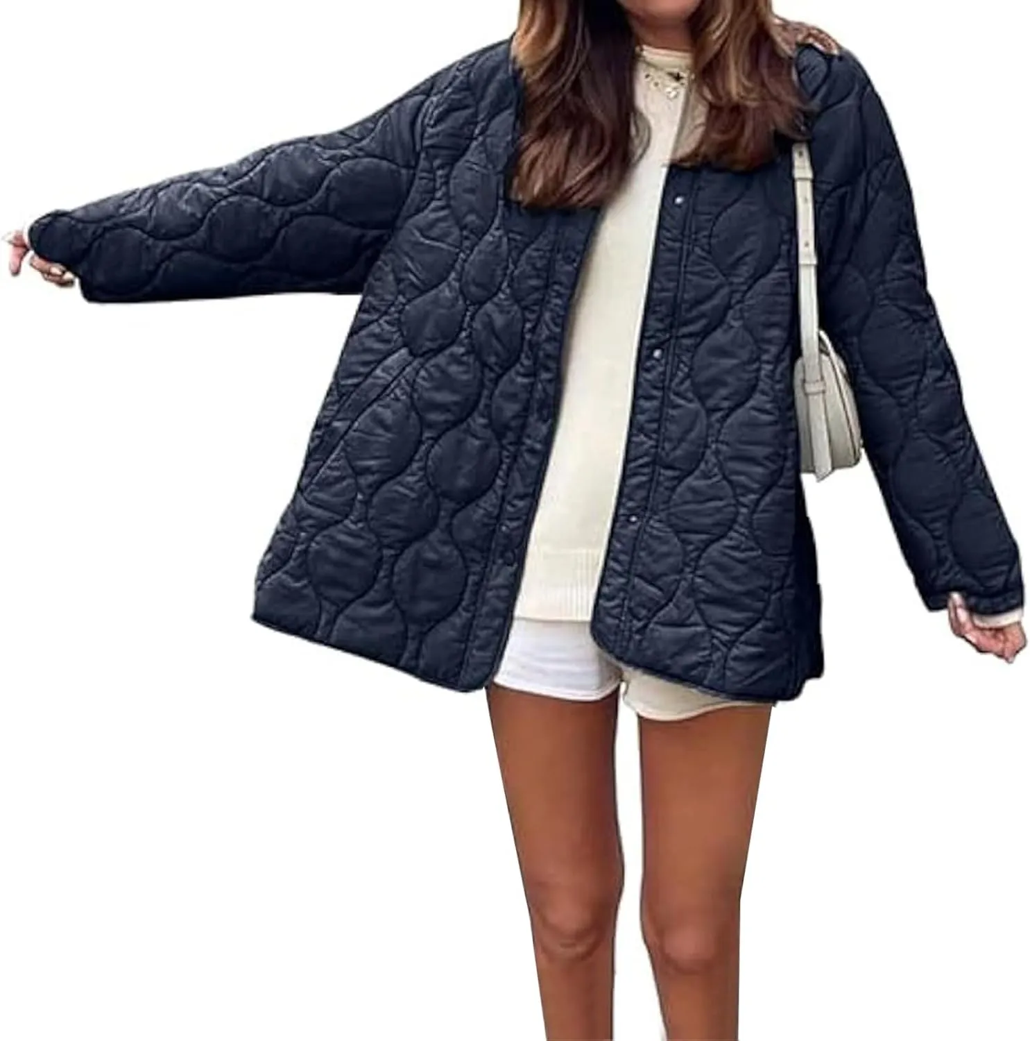 Jackets for Women Oversized Winter Coat Outerwear Trendy Casual Lightweight Fall Clothes with Pockets