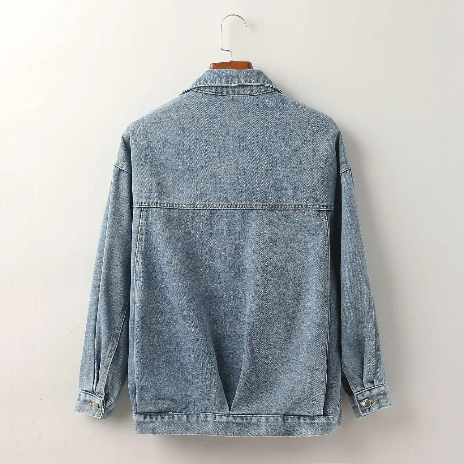 Jean Jacket For Women Oversized Denim Jacket Button Down Y2k Trucker Jacket Short Jacket Distressed Utility Winter Outwear