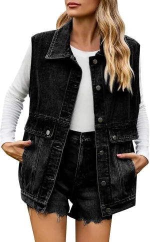 Jean Jacket For Women Plus Size Denim Jacket Button Up Vintage Trucker Jacket Short Jacket Distressed Utility Winter Outwear