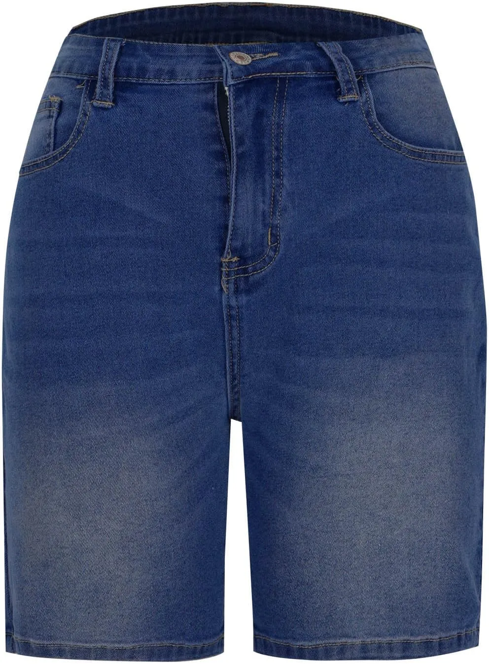 Jean Shorts Womens Casual 2024 High Waisted Wide Leg Shorts with Pockets Solid Color Knee Length Bermuda Shorts