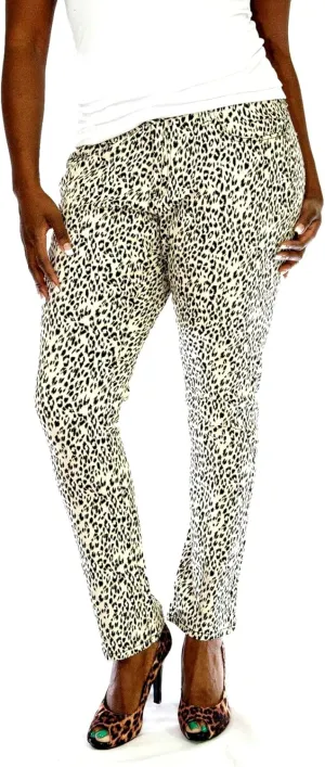 Jeans Colony Women's Plus Size Leopard Cheetah Animal Print Stretch Twill Jeans Skinny Pants