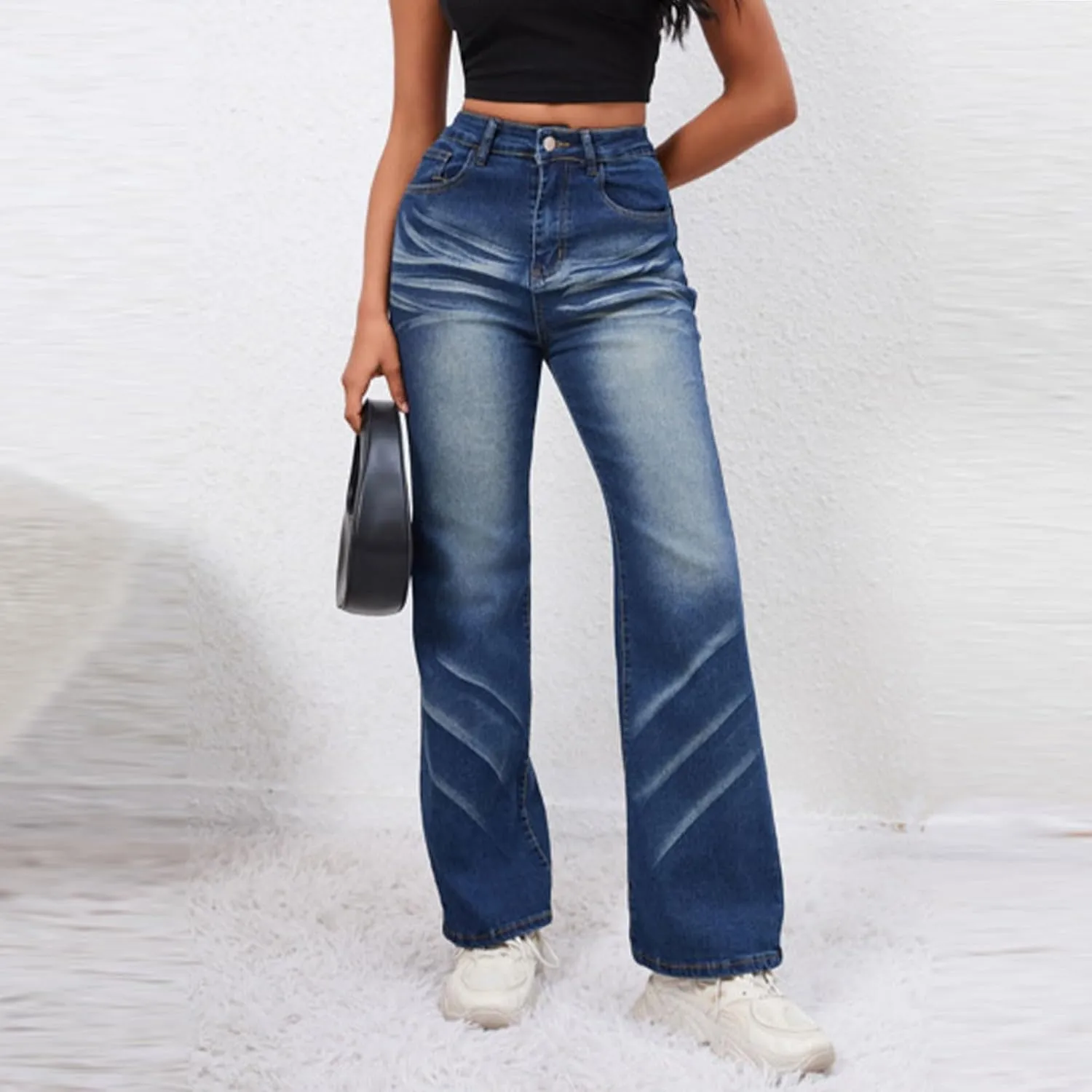 Jeans for Women Trendy 2024 Flare/Wide Leg Jeans High Waisted Stretch Baggy Jeans for Women Plus Size Denim Pants