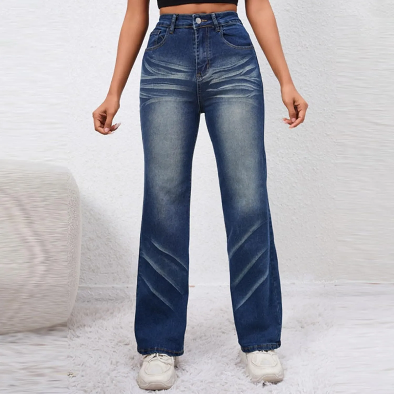 Jeans for Women Trendy 2024 Flare/Wide Leg Jeans High Waisted Stretch Baggy Jeans for Women Plus Size Denim Pants