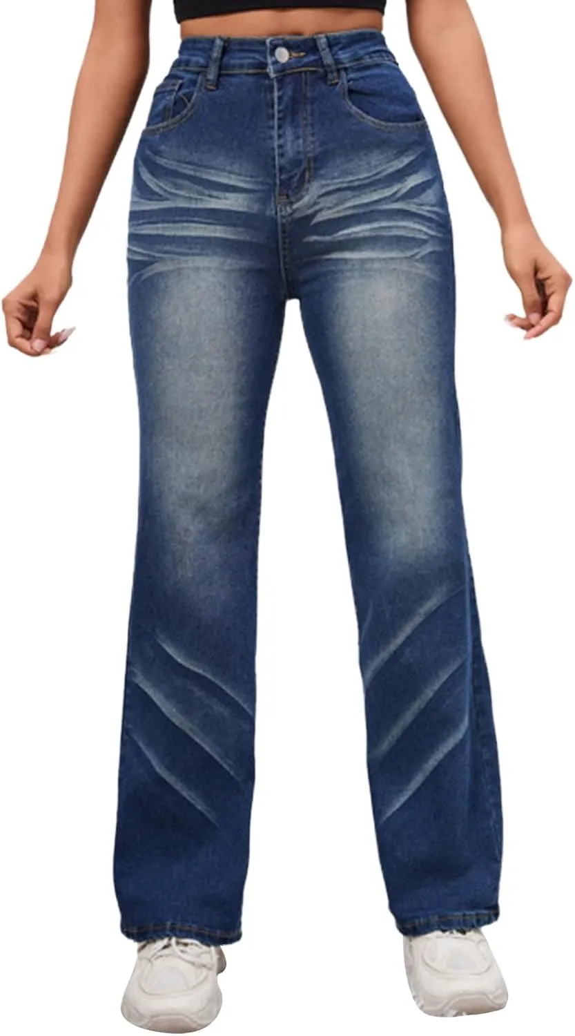 Jeans for Women Trendy 2024 Flare/Wide Leg Jeans High Waisted Stretch Baggy Jeans for Women Plus Size Denim Pants