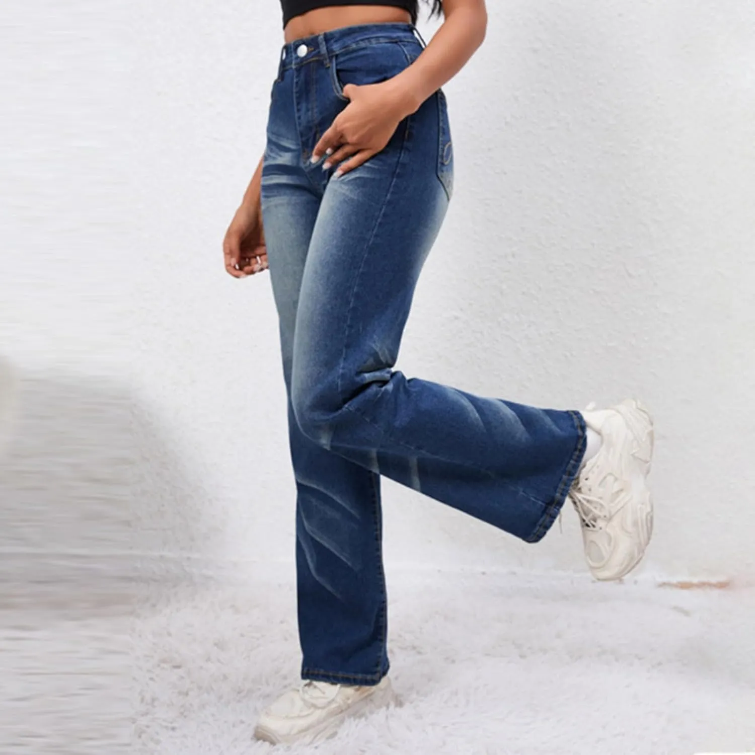 Jeans for Women Trendy 2024 Flare/Wide Leg Jeans High Waisted Stretch Baggy Jeans for Women Plus Size Denim Pants