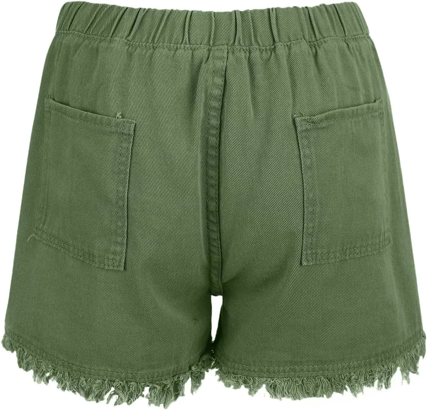 Jeans Shorts Women High Elastic Waisted Stretchy Fringed Denim Shorts Classic Fit Baggy Drawstring Summer Casual Jorts