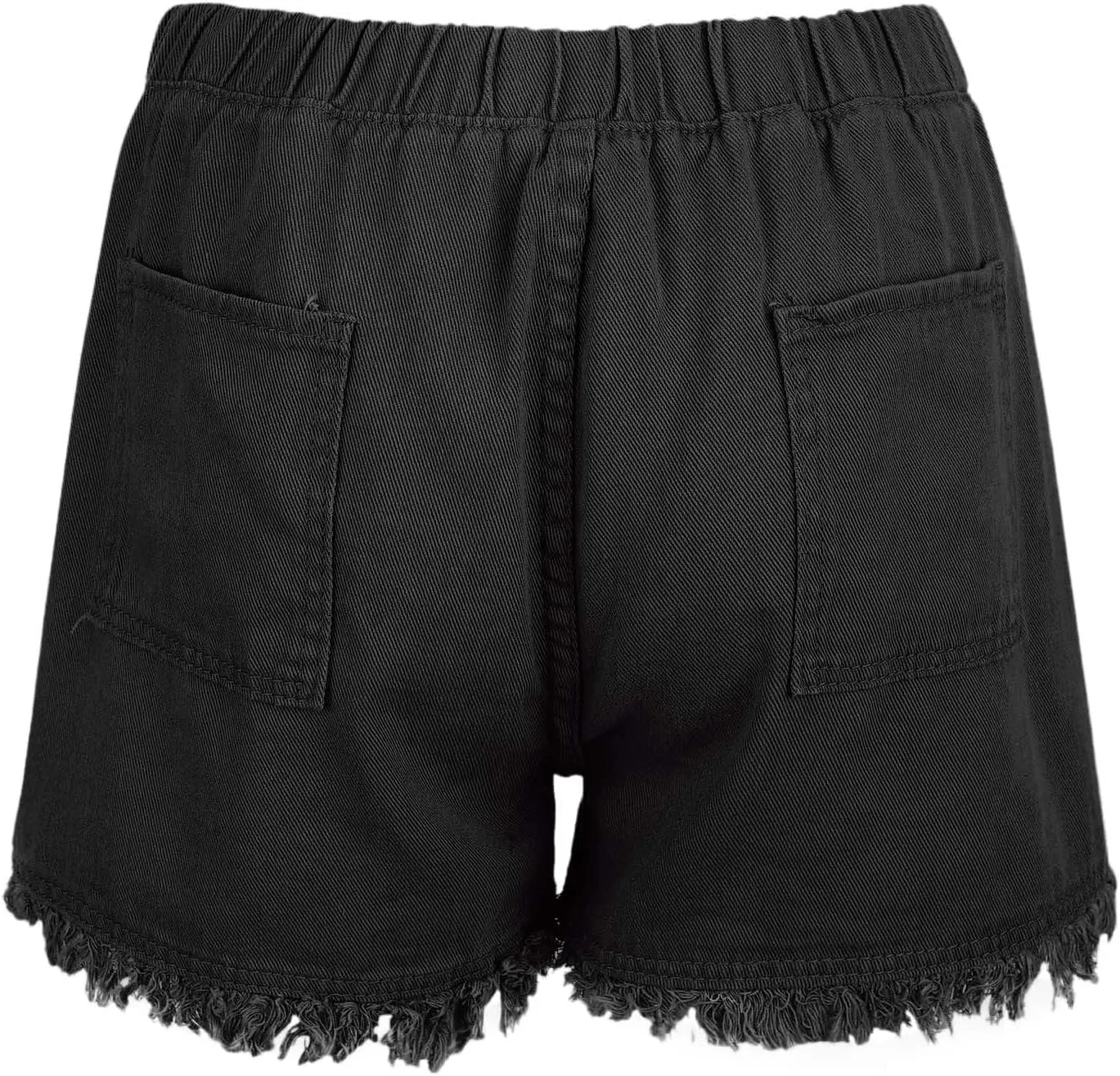 Jeans Shorts Women High Elastic Waisted Stretchy Fringed Denim Shorts Classic Fit Baggy Drawstring Summer Casual Jorts