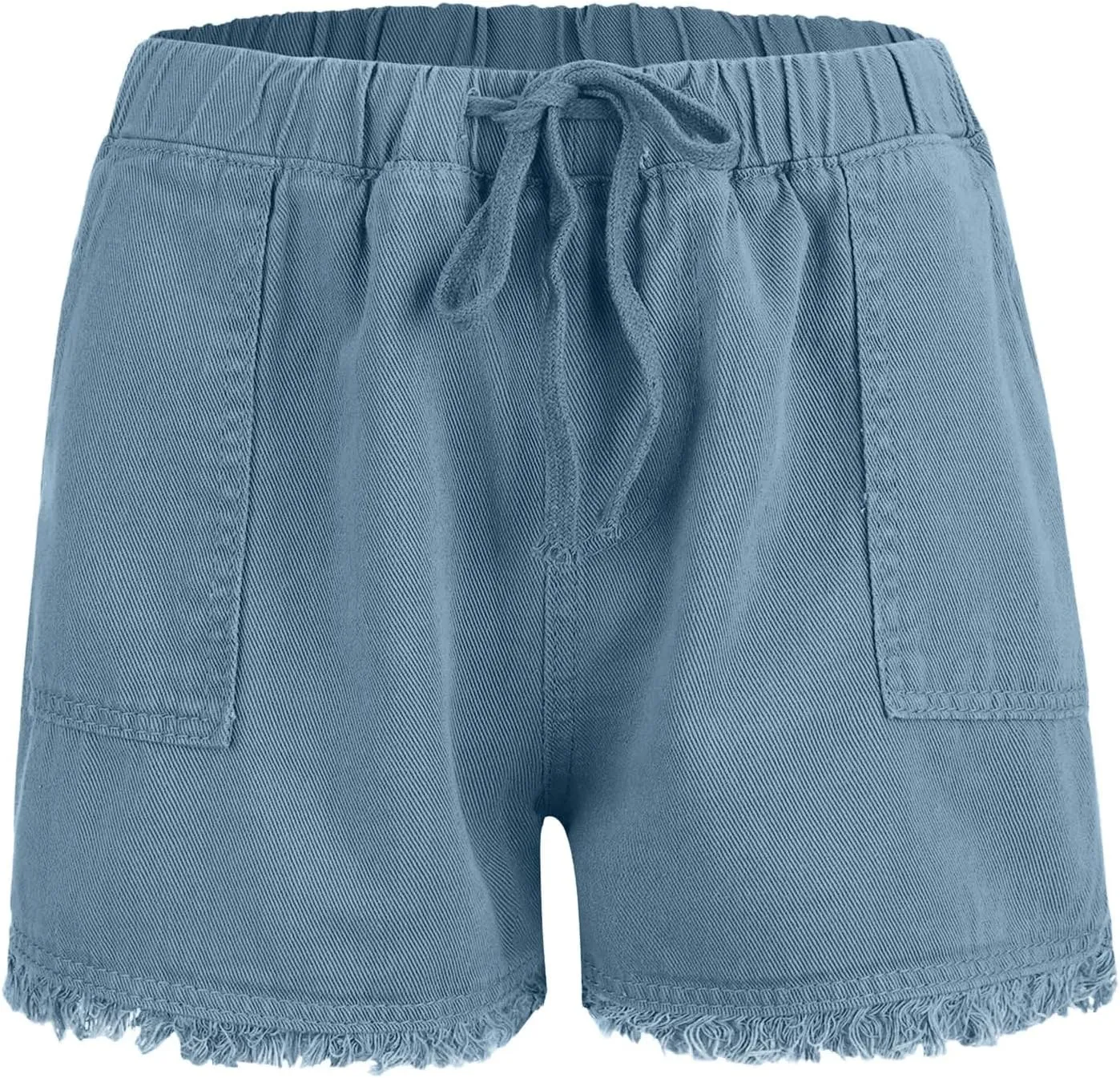 Jeans Shorts Women High Elastic Waisted Stretchy Fringed Denim Shorts Classic Fit Baggy Drawstring Summer Casual Jorts