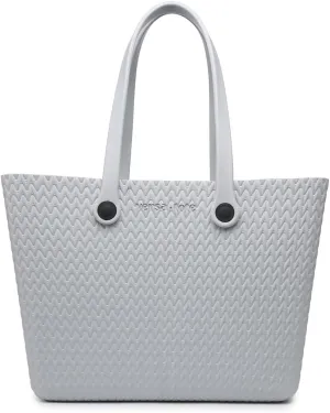 JEN & CO. Carrie All Textured Tote - Large Utility Bag, Grocery, Beach, Rubber Tote Bags with Interchangeable Straps