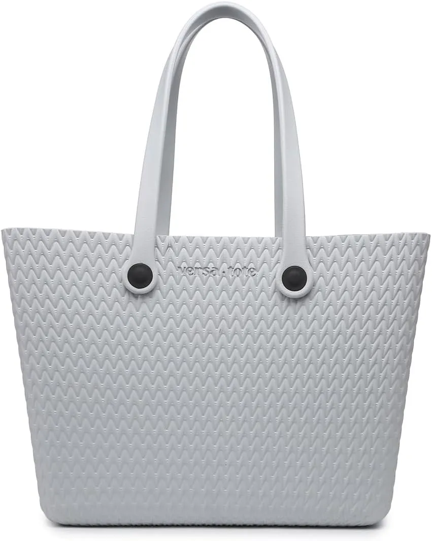 JEN & CO. Carrie All Textured Tote - Large Utility Bag, Grocery, Beach, Rubber Tote Bags with Interchangeable Straps