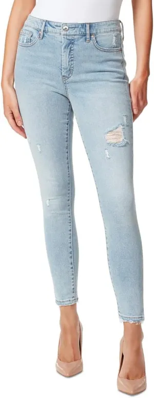Jessica Simpson Womens Adored Distressed High Rise Ankle Jeans