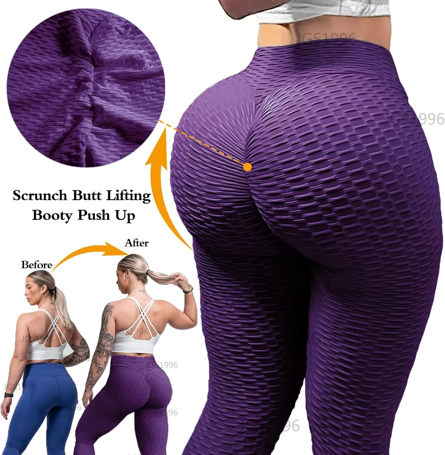 JGS1996 Butt Lifting Leggings for Women Tummy Control Workout Yoga Pants High Waisted Scrunch Booty Gym Tights