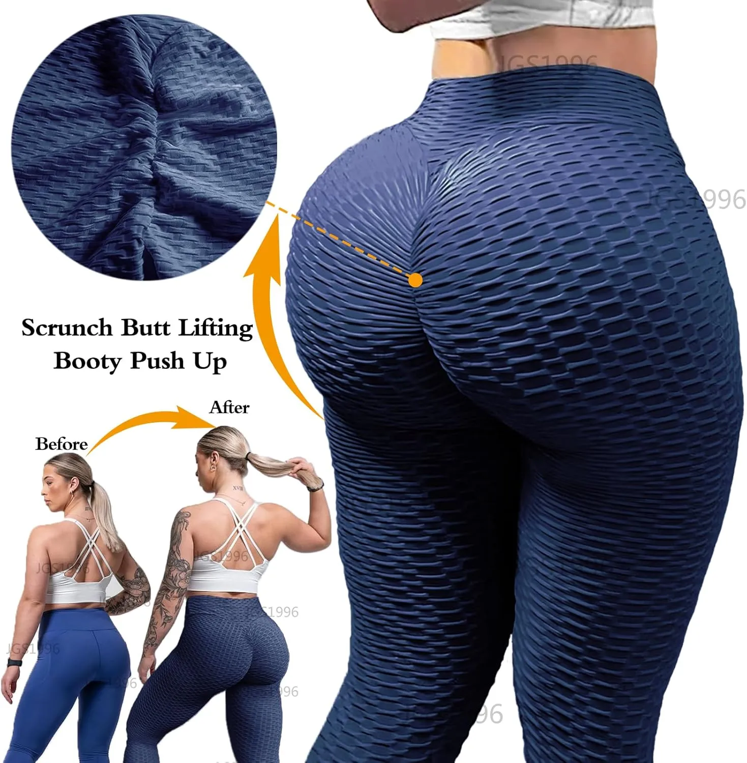 JGS1996 Butt Lifting Leggings for Women Tummy Control Workout Yoga Pants High Waisted Scrunch Booty Gym Tights