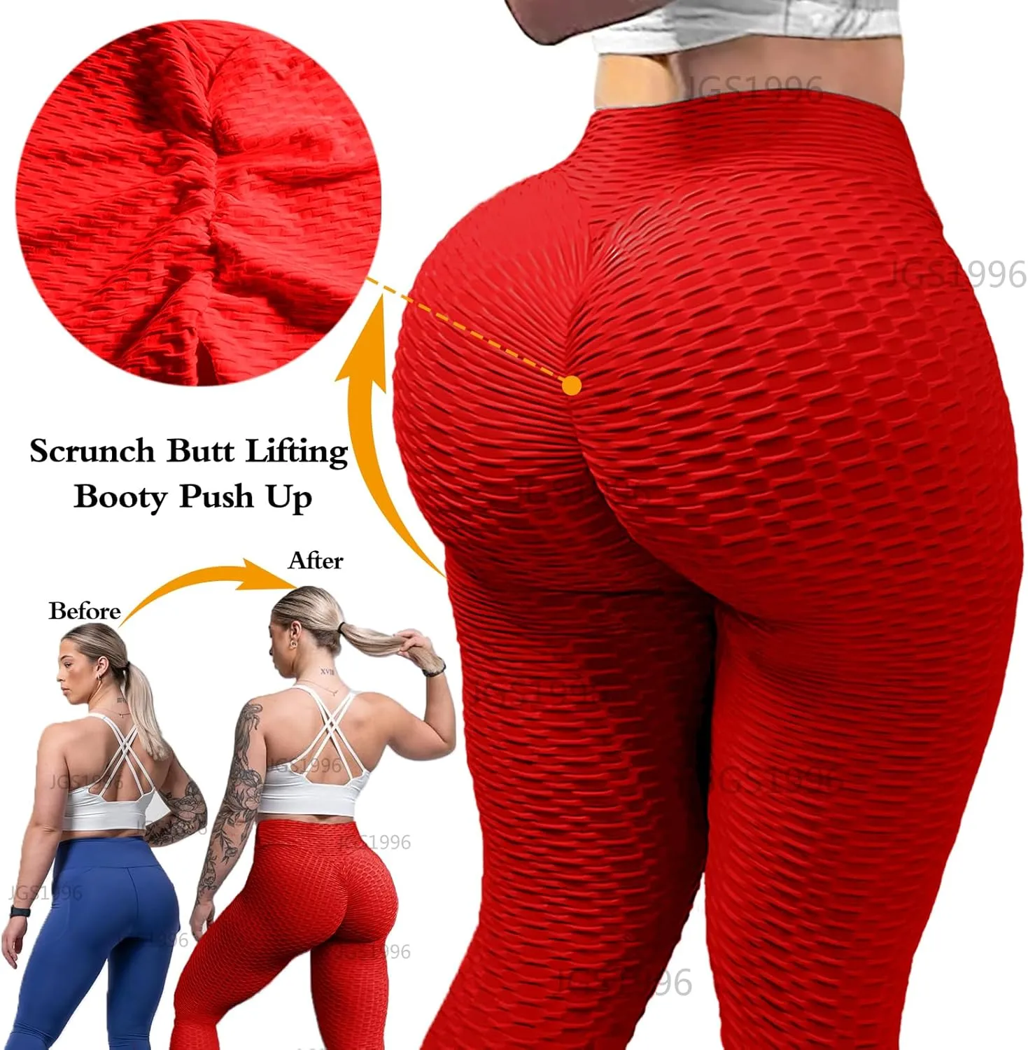 JGS1996 Butt Lifting Leggings for Women Tummy Control Workout Yoga Pants High Waisted Scrunch Booty Gym Tights