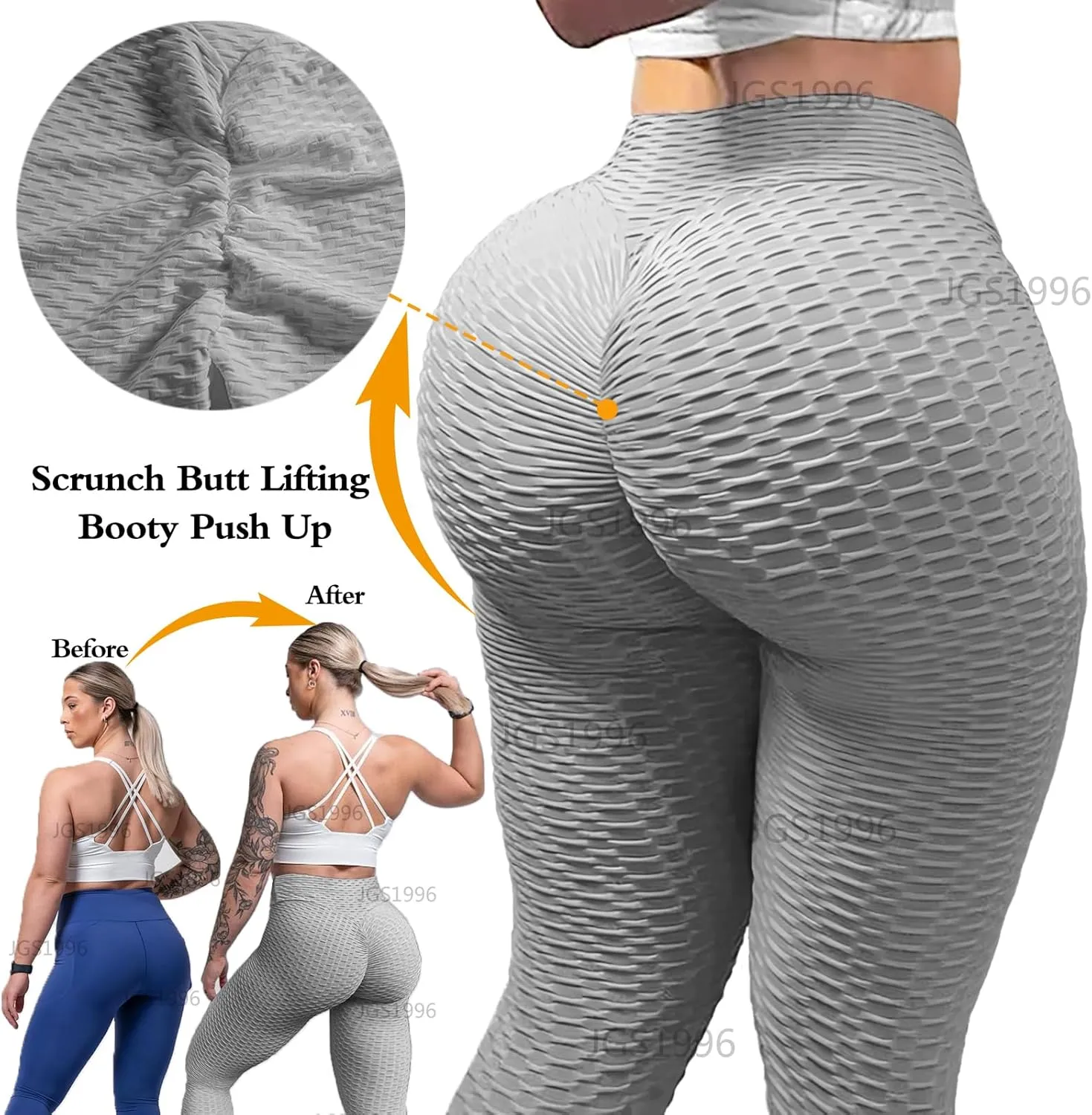 JGS1996 Butt Lifting Leggings for Women Tummy Control Workout Yoga Pants High Waisted Scrunch Booty Gym Tights