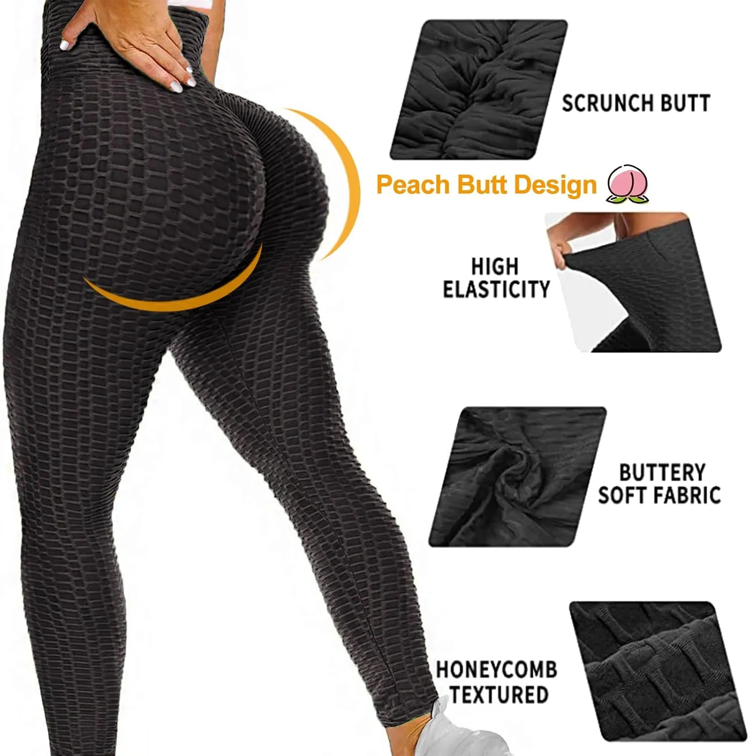 JGS1996 Butt Lifting Leggings for Women Tummy Control Workout Yoga Pants High Waisted Scrunch Booty Gym Tights