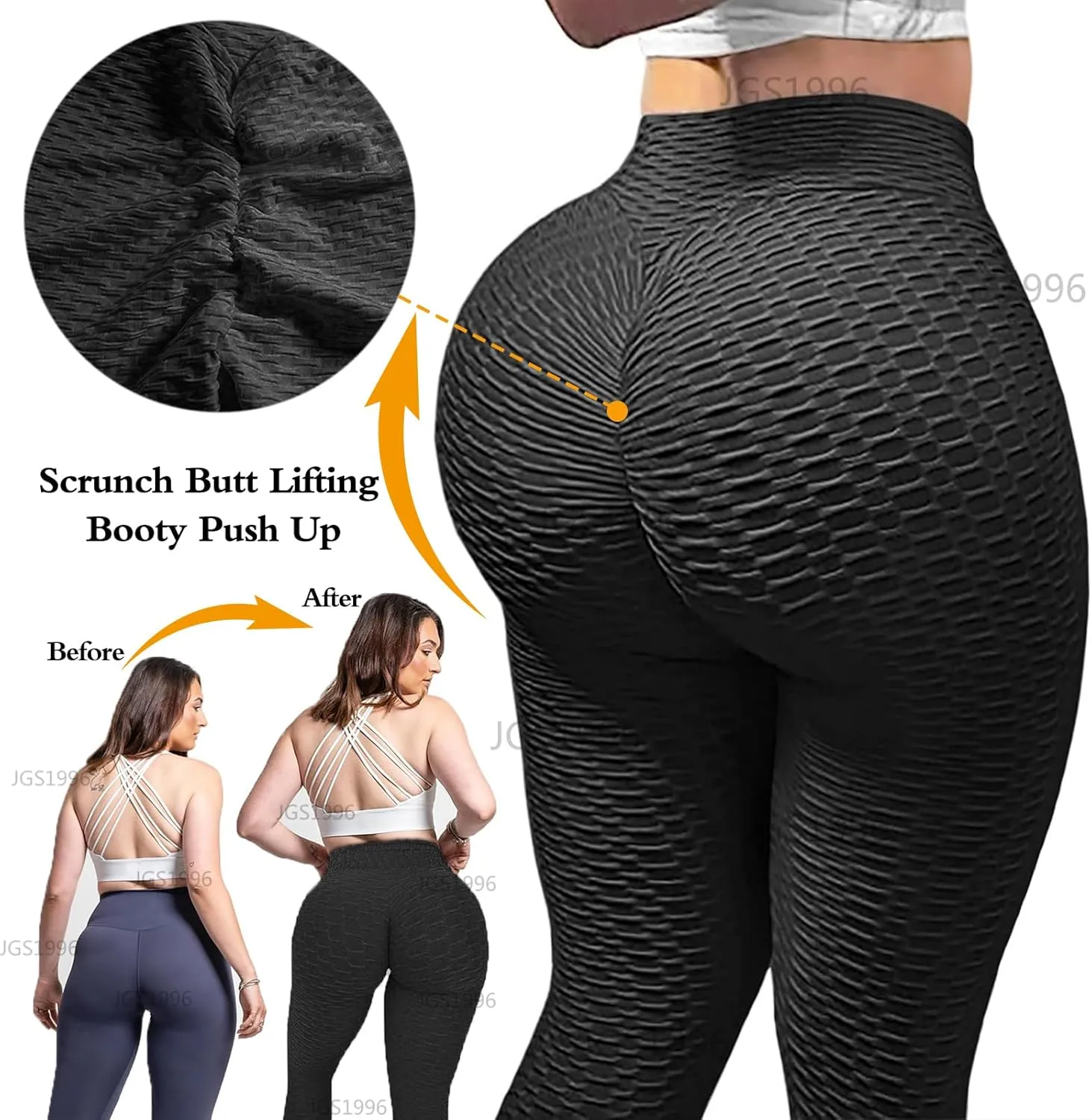 JGS1996 Butt Lifting Leggings for Women Tummy Control Workout Yoga Pants High Waisted Scrunch Booty Gym Tights