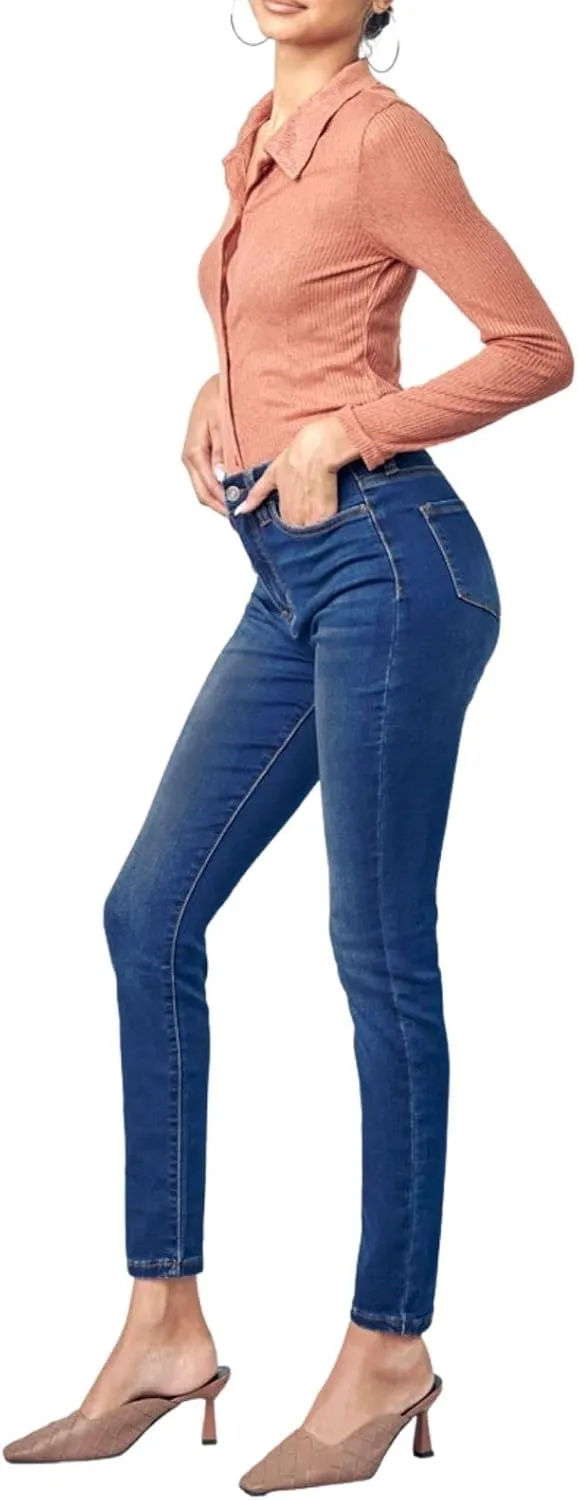 Kan Can HIGH Rise Dark WASH Super Skinny Jeans KC5002D