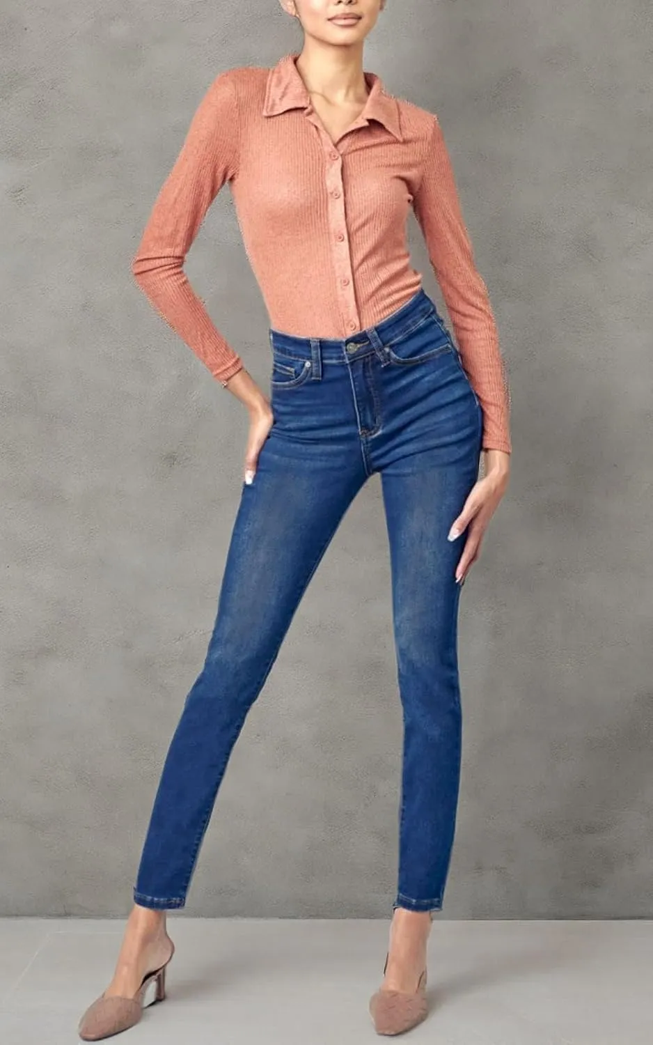 Kan Can HIGH Rise Dark WASH Super Skinny Jeans KC5002D