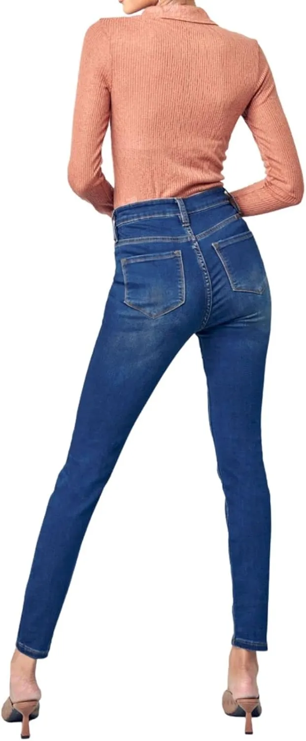 Kan Can HIGH Rise Dark WASH Super Skinny Jeans KC5002D