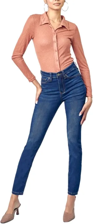 Kan Can HIGH Rise Dark WASH Super Skinny Jeans KC5002D