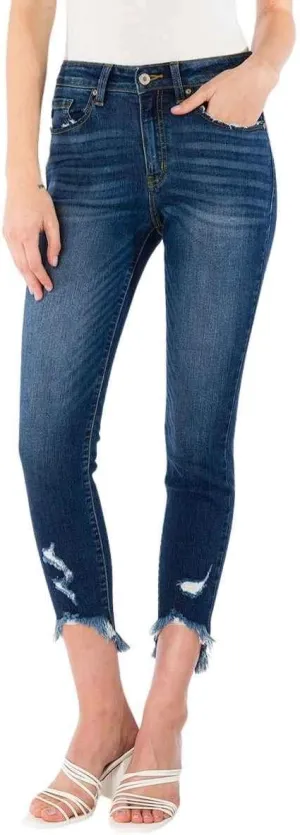 Kan Can Women's High Rise Ankle Skinny Jeans