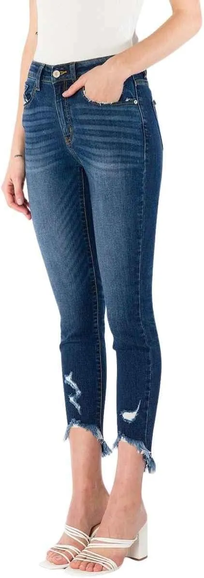 Kan Can Women's High Rise Ankle Skinny Jeans