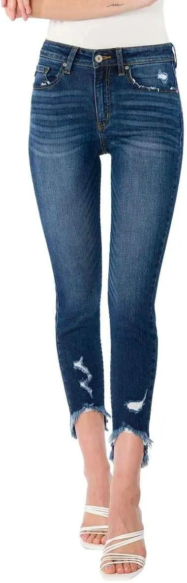 Kan Can Women's High Rise Ankle Skinny Jeans