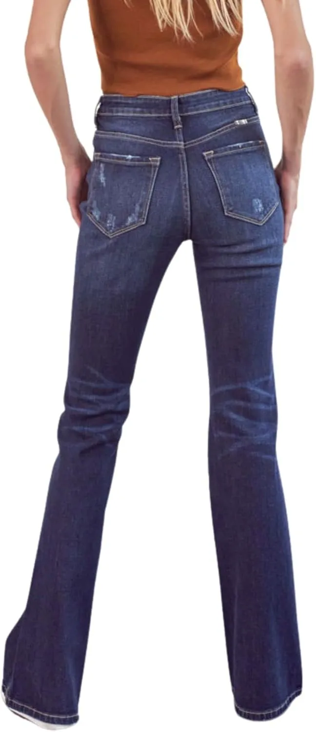 Kan Can Women's High Rise Flare Jeans - KC7340D