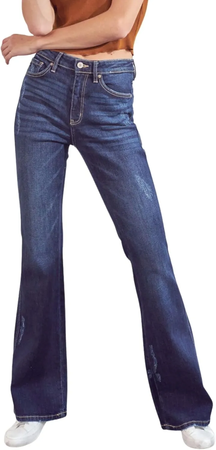 Kan Can Women's High Rise Flare Jeans - KC7340D