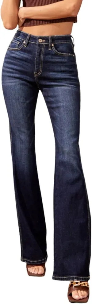 Kan Can Women's High Rise Flare Jeans - KC7340D