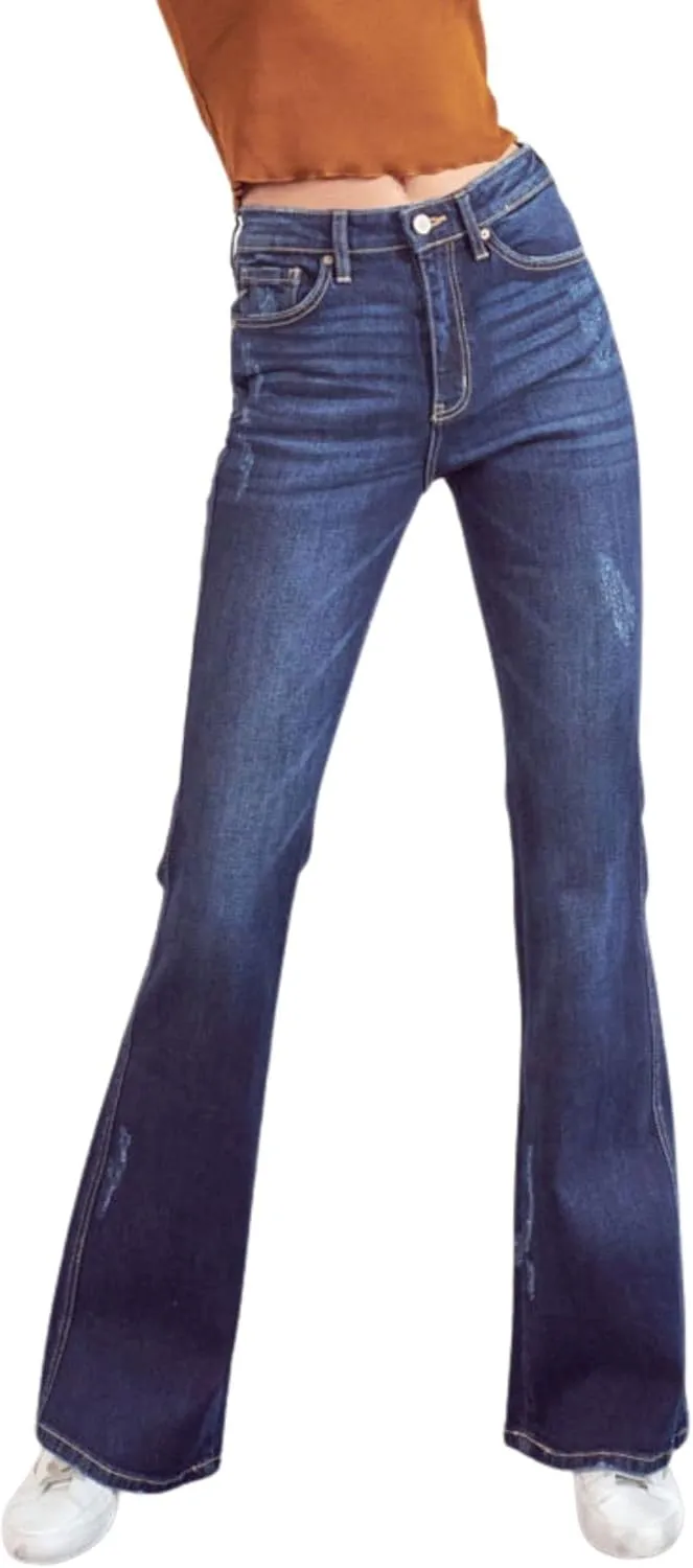 Kan Can Women's High Rise Flare Jeans - KC7340D