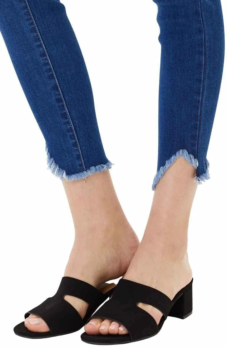 Kan Can Women's High Rise Hem Detail Skinny Jeans - KC7267