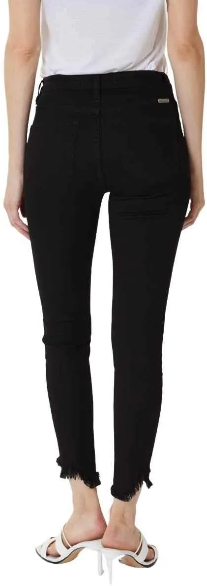 Kan Can Women's High Rise Hem Detail Skinny Jeans - KC7267