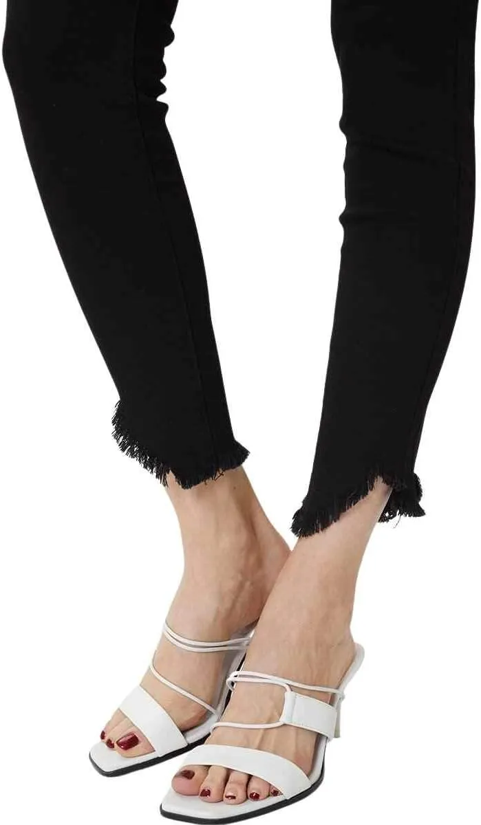 Kan Can Women's High Rise Hem Detail Skinny Jeans - KC7267
