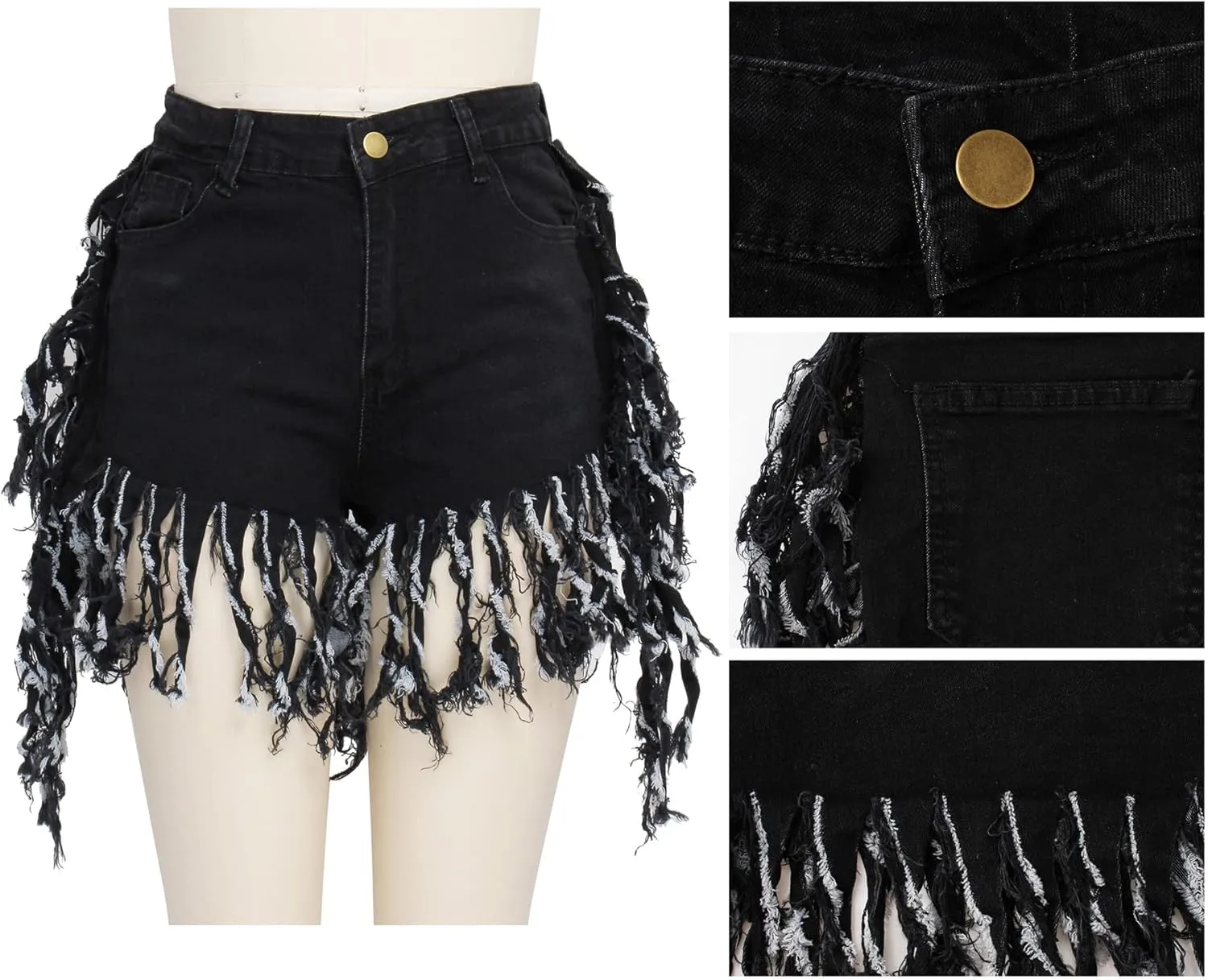 LaiyiVic Women's Denim Shorts High Waisted Frayed Raw Hem Ripped Short Jeans