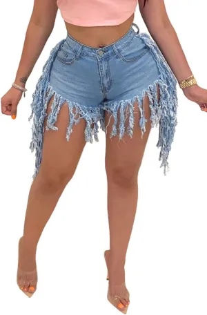 LaiyiVic Women's Denim Shorts High Waisted Frayed Raw Hem Ripped Short Jeans