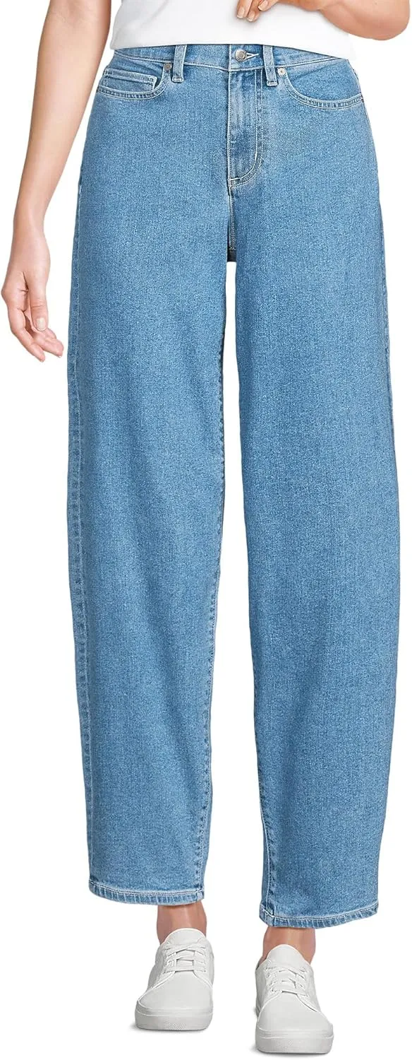 Lands' End Women's Recover High Rise Barrel Leg Ankle Jeans