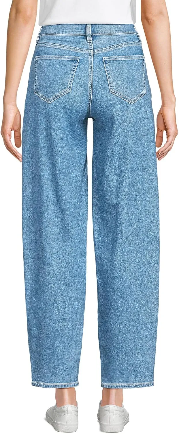 Lands' End Women's Recover High Rise Barrel Leg Ankle Jeans